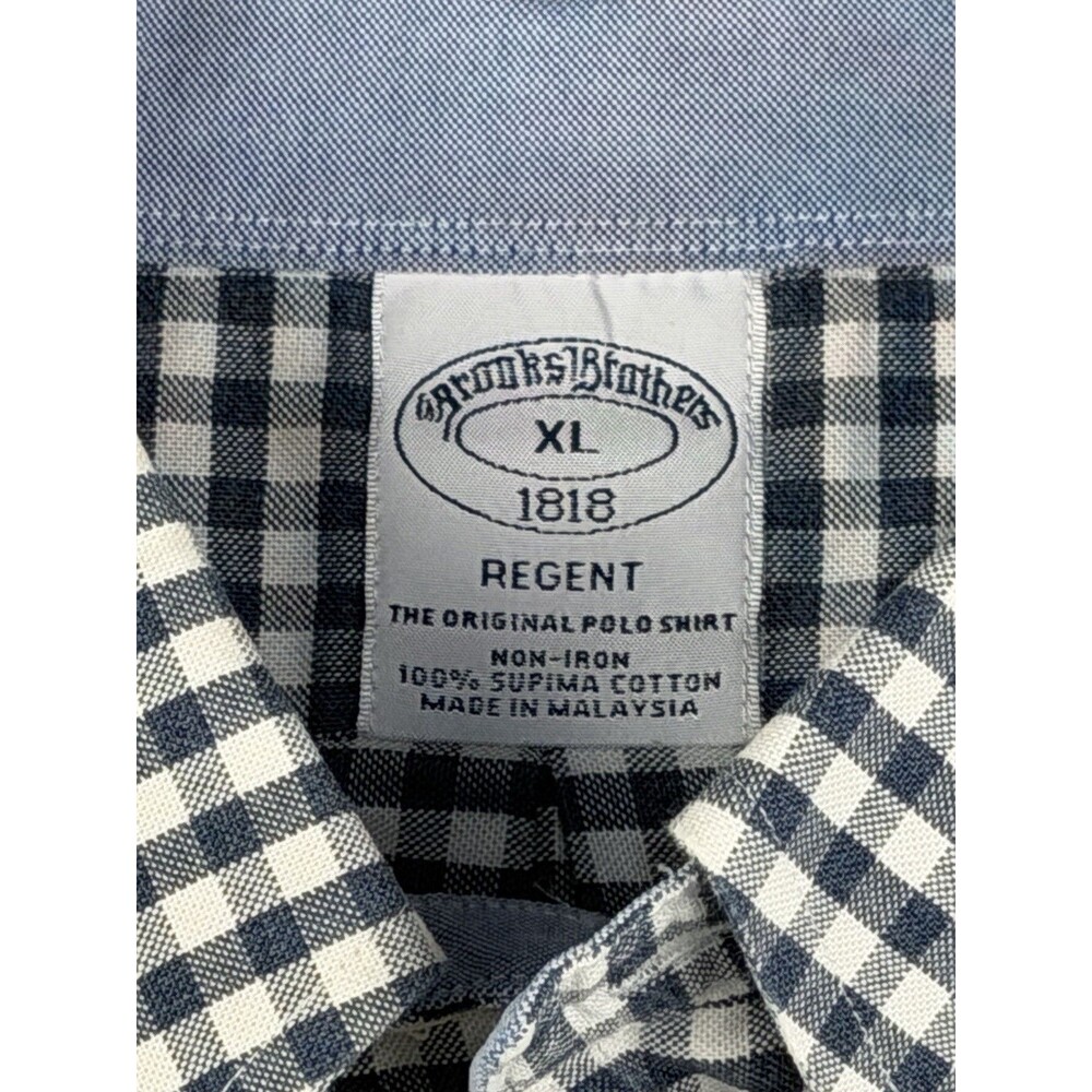 Brooks Brothers Mens XL Dress Shirt Regent Fit Blue Check Supima Cotton Clean